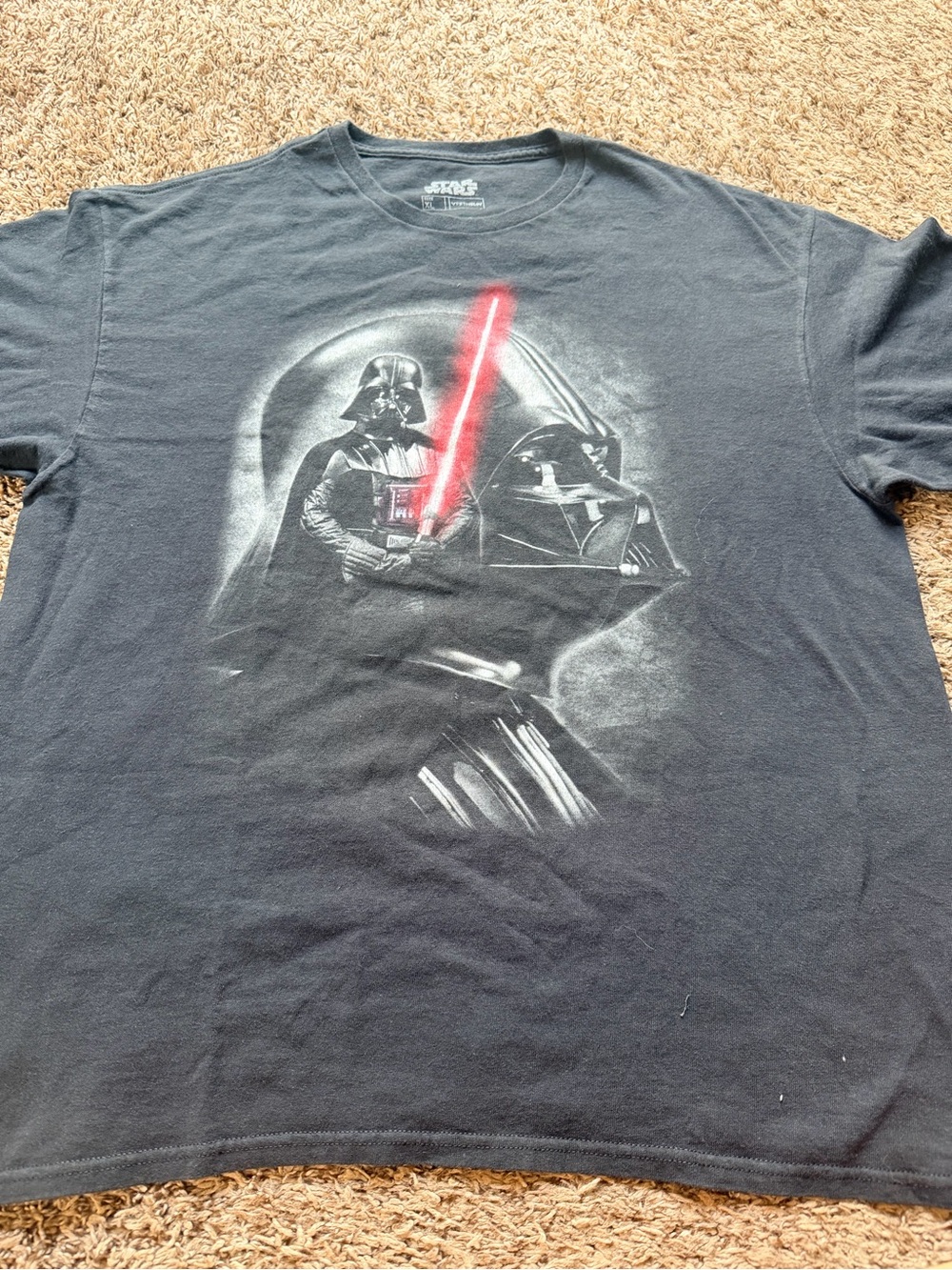 Fifth Sun Men's Black Star Wars Darth Vader Graphic Tee with Red Lightsaber